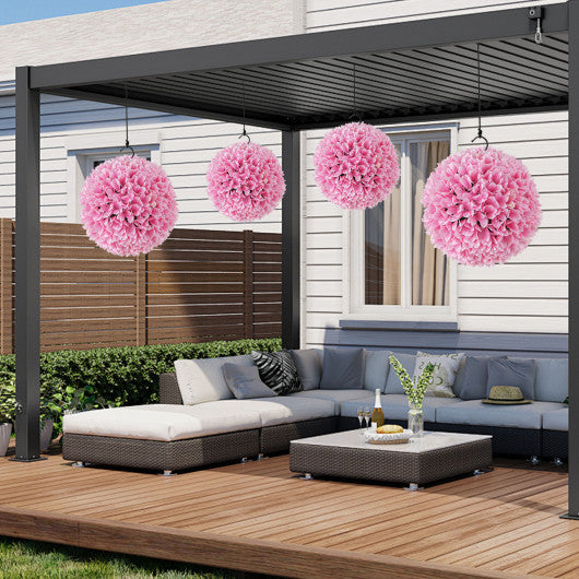 2 Pieces Artificial Plant Topiary Balls Faux Boxwood Decorative Balls-Pink