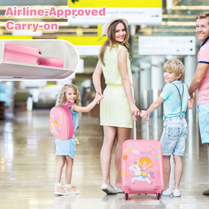 2 PCS Kid Luggage Set With Spinner Wheels for Children Boys Girls-Pink
