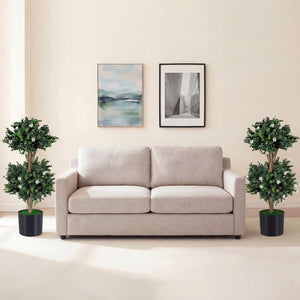 2 Pack 36" Artificial Double Ball Boxwood Topiary Tree with 41 Blossoms-White