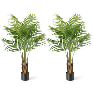 2 Pack 4.2 Feet Tall Artificial Palm Paradise Plant Large Fake Potted Tree-Green