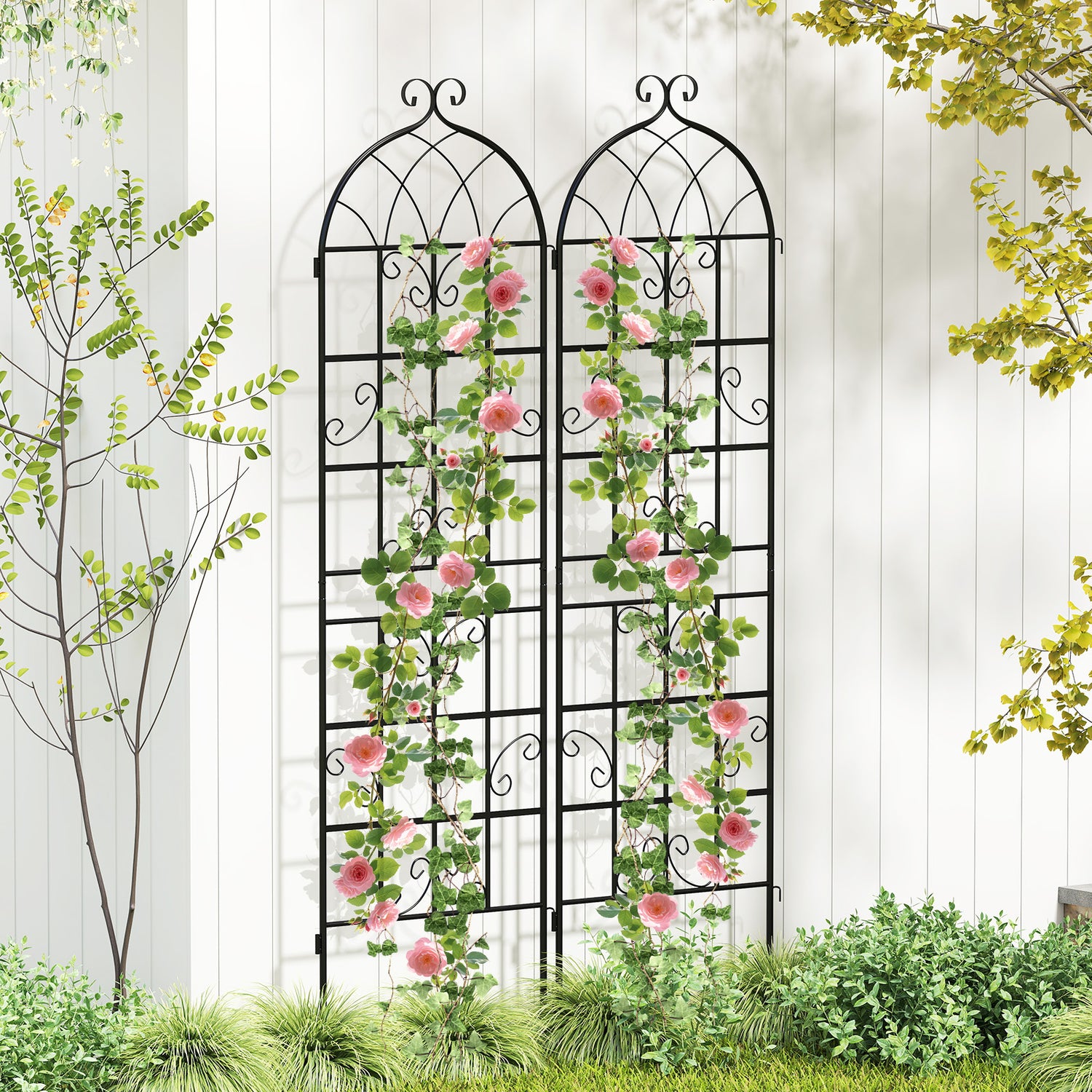 2 Pack 71" x 20" Metal Garden Trellis for Outdoor Climbing Plants
