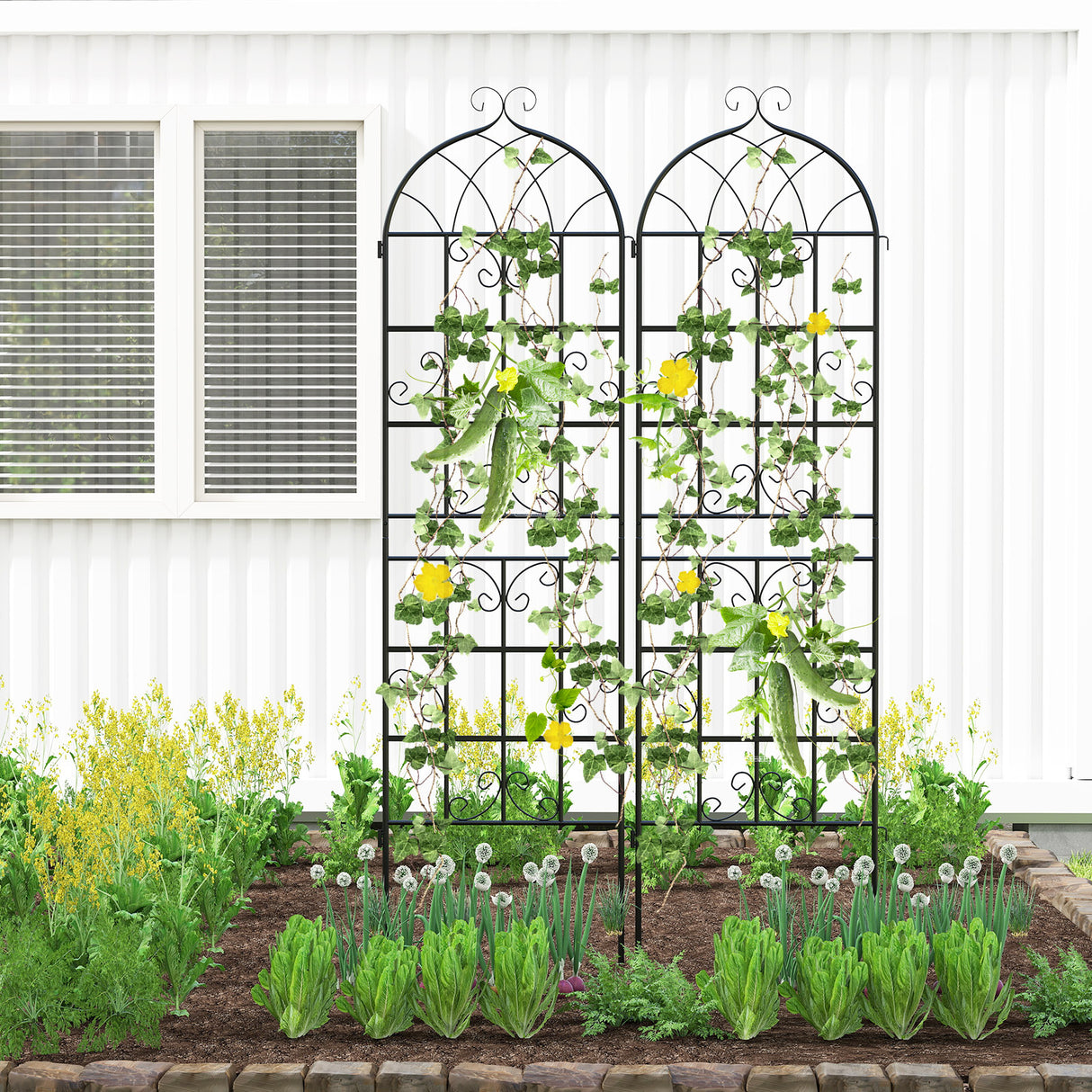 2 Pack 71" x 20" Metal Garden Trellis for Outdoor Climbing Plants