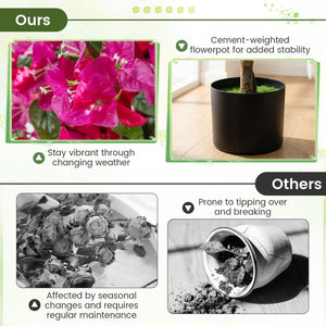 2 Pack Artificial Azalea Trees Faux Floral Plants with Vivid Blooming Flowers