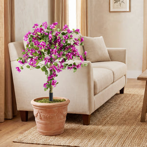 2 Pack Artificial Bougainvillea Trees with Ground Spike and PE Trunks for Porch