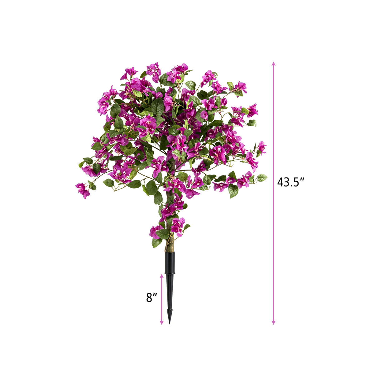 2 Pack Artificial Bougainvillea Trees with Ground Spike and PE Trunks for Porch