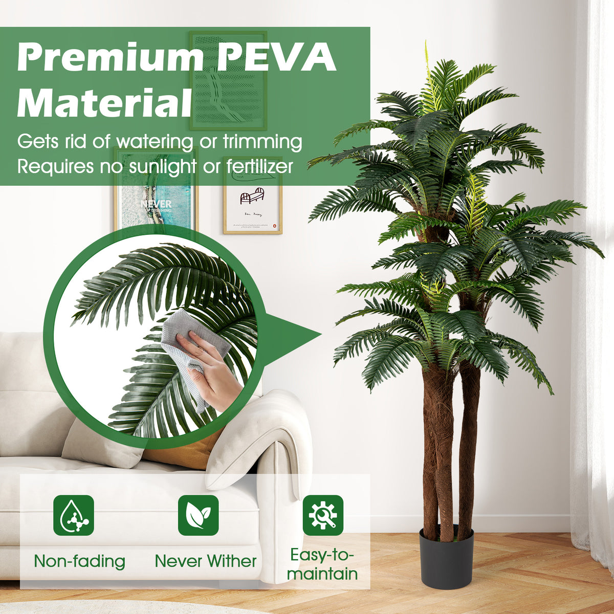 2 Pack Artificial Palm Tree 6.3 ft Tall with Adjustable Leaves