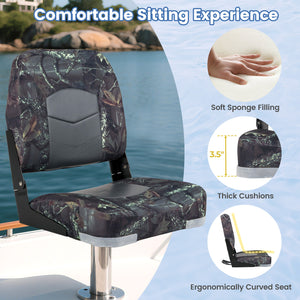 2-Pack Boat Seats with Thick Sponge Padding-Camouflage