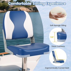 2-Pack Boat Seats with Thick Sponge Padding-Blue