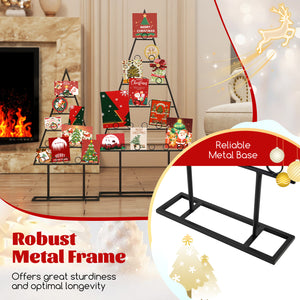 2 Pack Christmas Tree Photo Holder with 36 Round Clips and Metal Hanging Rack-Black