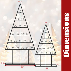 2 Pack Christmas Tree Photo Holder with 36 Round Clips and Metal Hanging Rack-Black