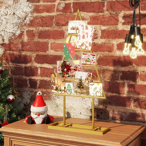 2 Pack Christmas Tree Photo Holder with 36 Round Clips and Metal Hanging Rack-Gloden