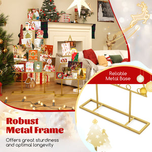 2 Pack Christmas Tree Photo Holder with 36 Round Clips and Metal Hanging Rack-Gloden
