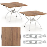 2 Pack Folding Camping Table with Wood-grain Tabletop for Hiking Party-Natural