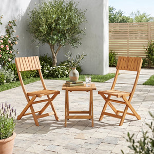 2 Pack Folding Chairs Sturdy Wood Dining Chairs with Slatted Backrest and Seat