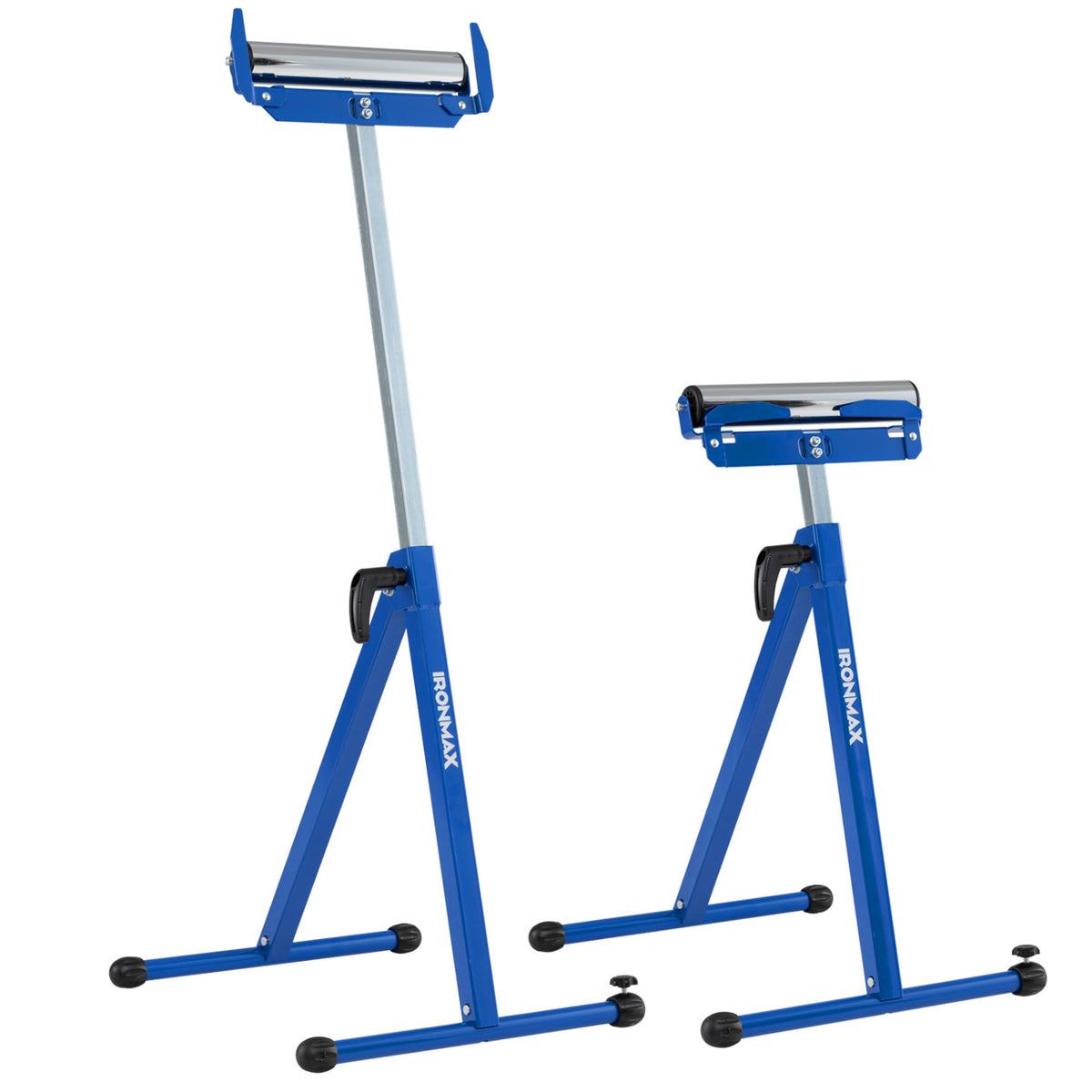 2-Pack Folding Roller Stands Portable Outfeed Supports with Adjustable Height-Blue