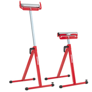 2-Pack Folding Roller Stands Portable Outfeed Supports with Adjustable Height-Red