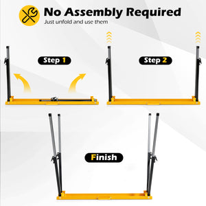2 Pack Folding Saw Horses with 12 Adjustable Leg Heights and Handles-Yellow