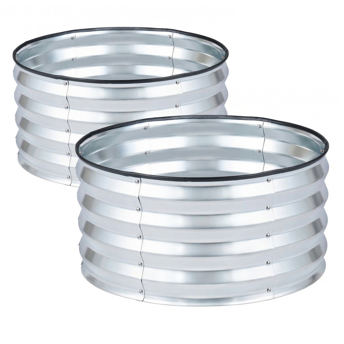 2 Pack Galvanized Raised Garden Bed Kit with Open-Ended Base-Silver