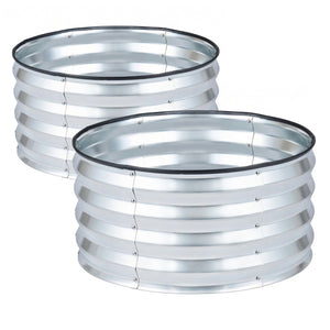 2 Pack Galvanized Raised Garden Bed Kit with Open-Ended Base-Silver