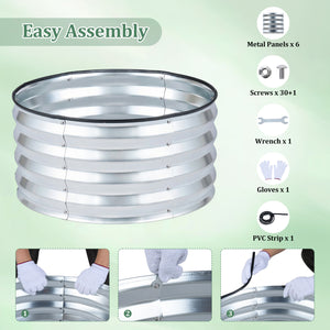 2 Pack Galvanized Raised Garden Bed Kit with Open-Ended Base-Silver