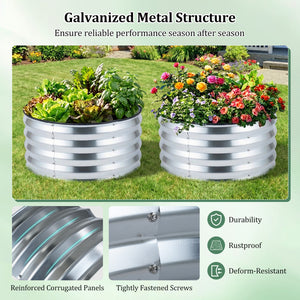2 Pack Galvanized Raised Garden Bed Kit with Open-Ended Base-Silver