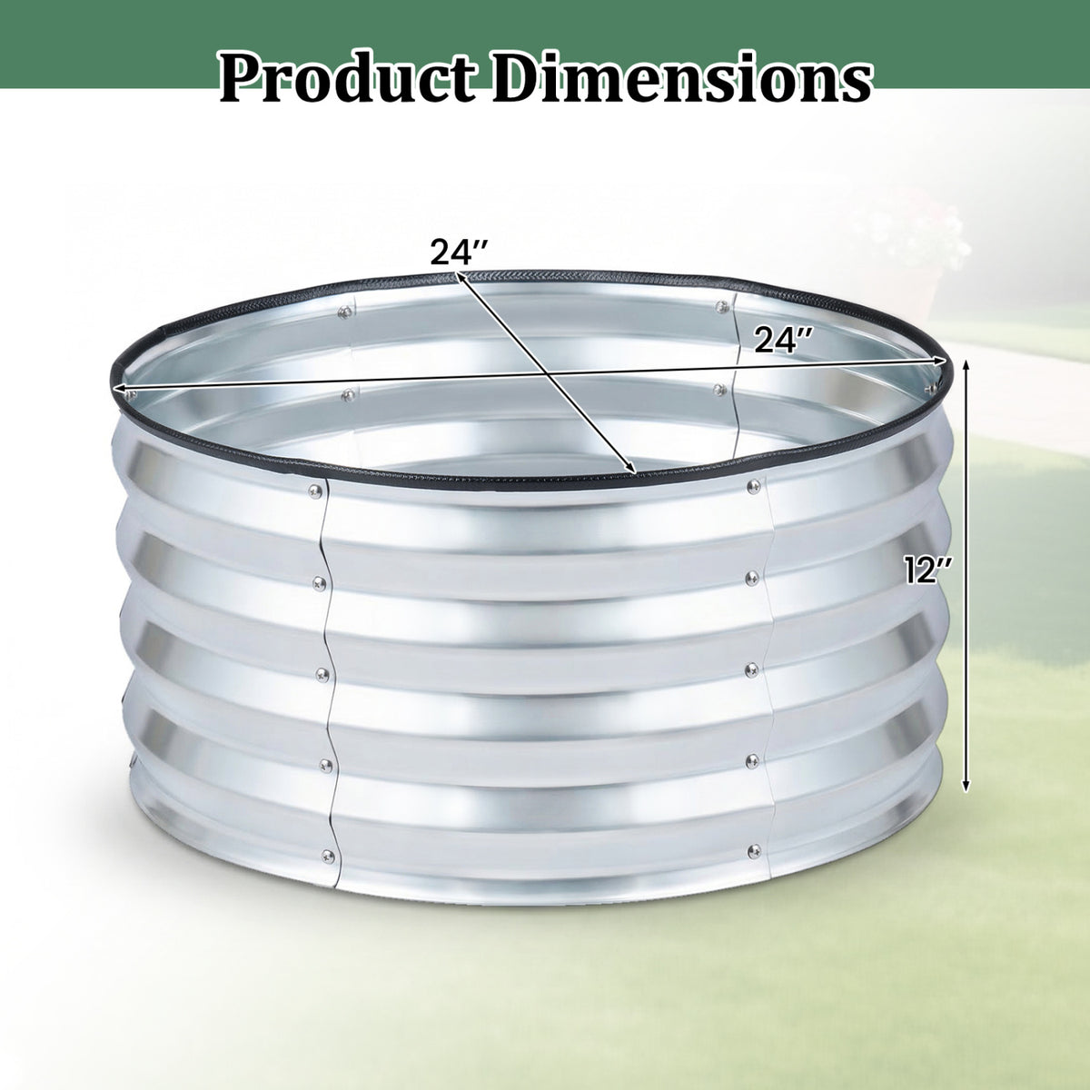 2 Pack Galvanized Raised Garden Bed Kit with Open-Ended Base-Silver
