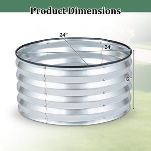 2 Pack Galvanized Raised Garden Bed Kit with Open-Ended Base-Silver