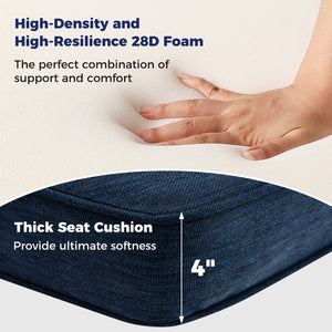 2-Pack Outdoor Patio Cushion Set with Removable Covers-Navy