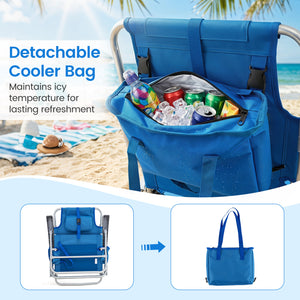 2 Pack Portable Folding Beach Chair with 7-Position Backrest-Navy