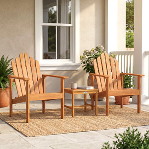 2-Pack Stackable Adirondack Chairs with Solid Acacia Wood for Patio