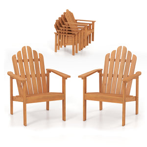 2-Pack Stackable Adirondack Chairs with Solid Acacia Wood for Patio