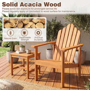 2-Pack Stackable Adirondack Chairs with Solid Acacia Wood for Patio