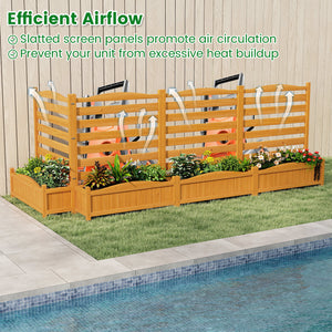 2-Panel Freestanding Outdoor Wood Privacy Screen-Yellow