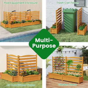 2-Panel Freestanding Outdoor Wood Privacy Screen-Yellow