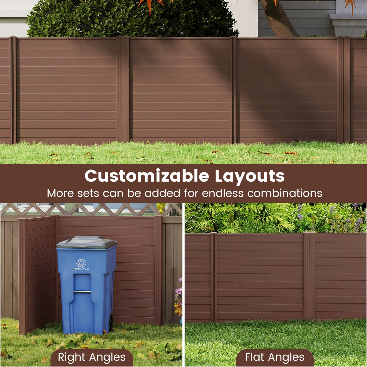 2 Panels 48 x 48 Inch Air Conditioner Trash Can Pool Equipment Enclosure-Brown