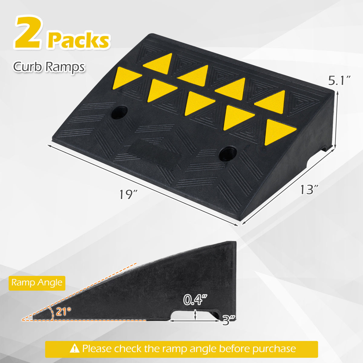 2 Pcs Driveway Threshold Ramps with 5/6 Inch Rise for Medium Trucks-S
