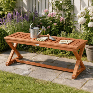 2-Person 44" Solid Wood Outdoor Bench with Slatted Seat for Patio Park Balcony-1 Piece