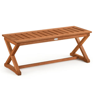 2-Person 44" Solid Wood Outdoor Bench with Slatted Seat for Patio Park Balcony-1 Piece