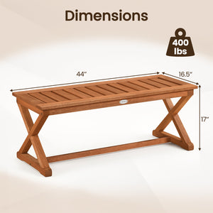 2-Person 44" Solid Wood Outdoor Bench with Slatted Seat for Patio Park Balcony-1 Piece