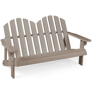 2 Person Fir Wood Adirondack Chair with High Backrest-Gray