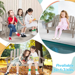 2 Person Fir Wood Adirondack Chair with High Backrest-Gray