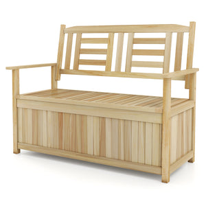 2-Person Garden Bench with 49 Gal Storage Bench and Backrest ï»¿-Natural