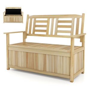 2-Person Garden Bench with 49 Gal Storage Bench and Backrest ï»¿-Natural