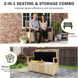 2-Person Garden Bench with 49 Gal Storage Bench and Backrest ï»¿-Natural