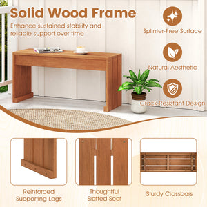 2-Person Outdoor Garden Bench with Solid Wooden Frame for Backyard