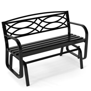 2-Person Outdoor Glider Bench with Metal Frame-Black