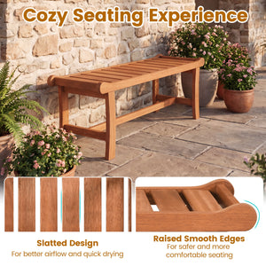 2-Person Outdoor Wood Bench with Slatted Seat and Raised Edges-Set of 2