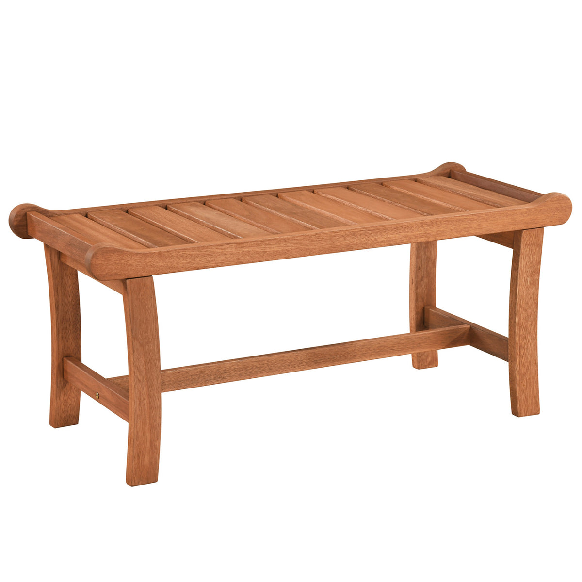 2-Person Outdoor Wood Bench with Slatted Seat and Raised Edges-1 Piece