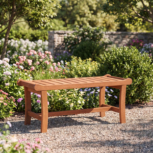 2-Person Outdoor Wood Bench with Slatted Seat and Raised Edges-1 Piece