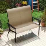 2-Person Patio Garden Bench with High Back and Armrests-Coffee
